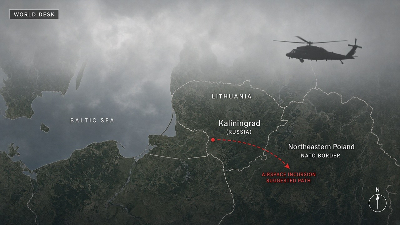 Polish army says a Russian Mi-8 helicopter briefly entered Polish airspace from Kaliningrad
