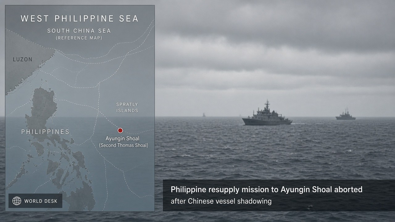 Philippines aborts Ayungin Shoal resupply after 15 Chinese vessels shadow supply boat; PLAN warns of compulsory measures