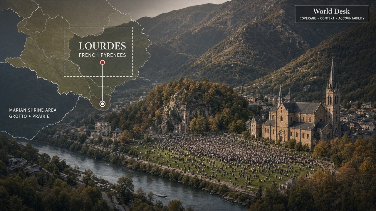 Pope Leo XIV tells French bishops to keep fighting the scourge of clergy abuse at Lourdes, celebrates Mass with about 150,000 pilgrims, and meets seven survivors privately