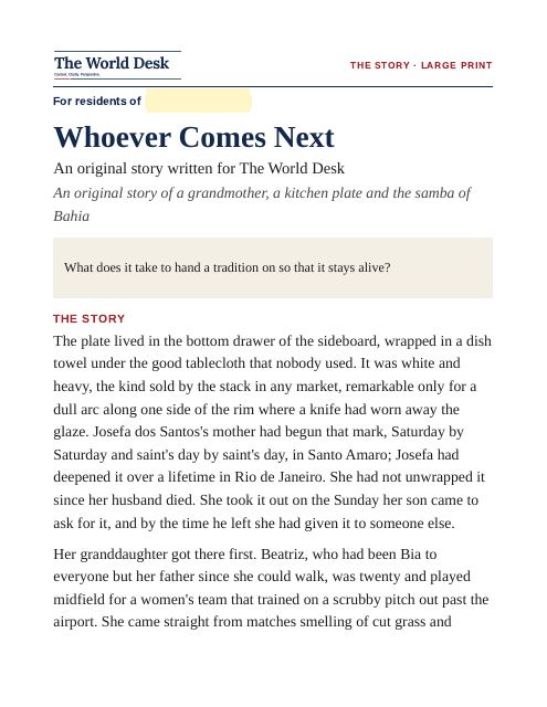 Preview of the first page: Full story, large print