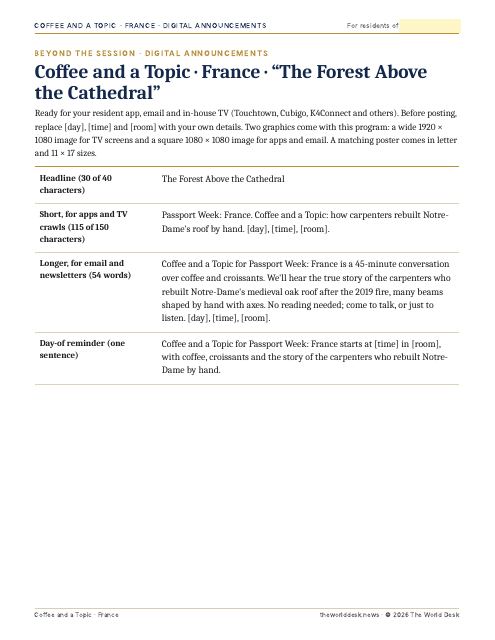 Preview of the first page: Screen announcements