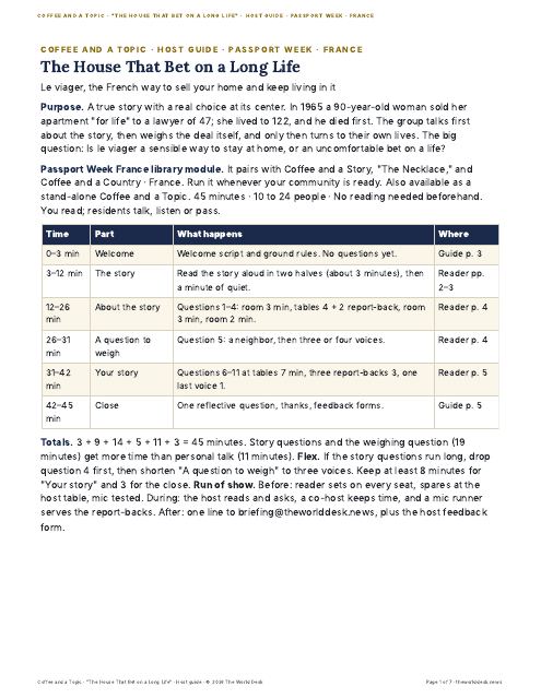 Preview of the first page: Host guide