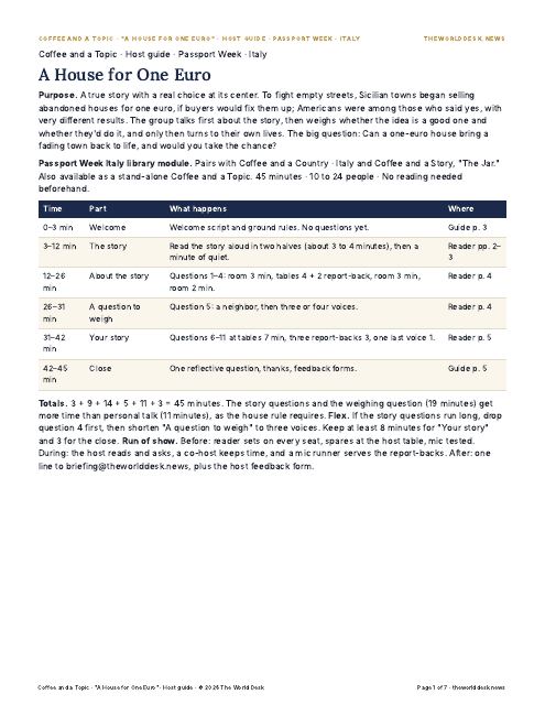 Preview of the first page: Host guide