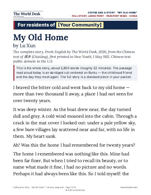 Preview of the first page: The full story in large print