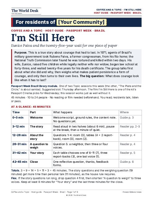 Preview of the first page: “I’m Still Here”: host guide