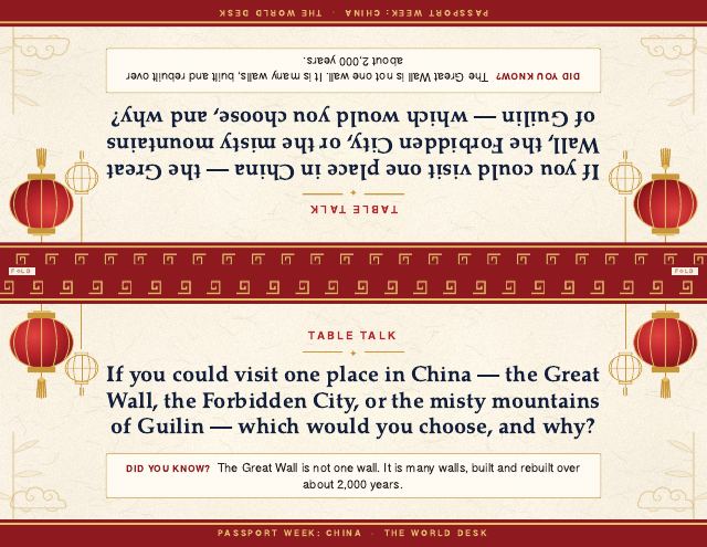 Preview of the first page: Table Talk cards for the dining room