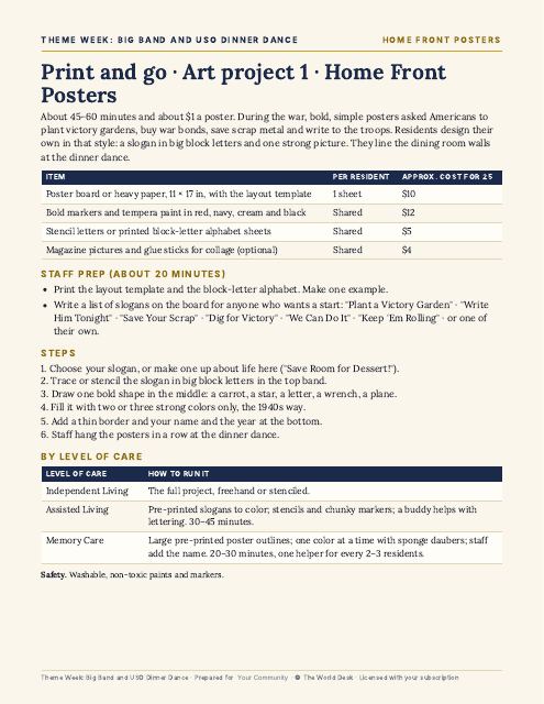 Preview of the first page: Art project 1: Home Front Posters