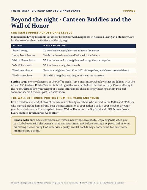 Preview of the first page: Buddies and Wall of Honor