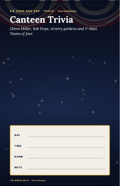 Preview of the first page: Canteen Trivia · fillable poster, 11 × 17