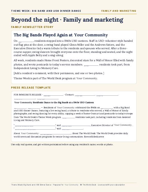 Preview of the first page: Family Newsletter and Press Release