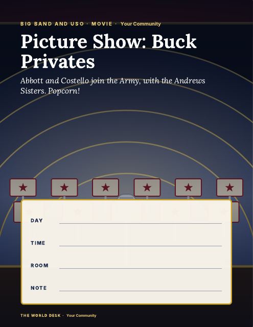 Preview of the first page: Picture Show: Buck Privates · fillable poster, letter size