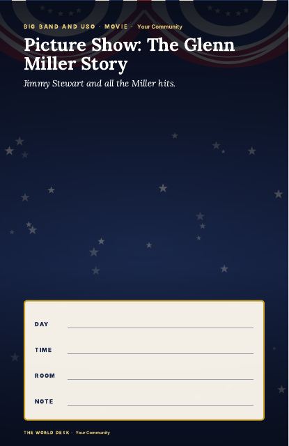 Preview of the first page: Picture Show: The Glenn Miller Story · fillable poster, 11 × 17