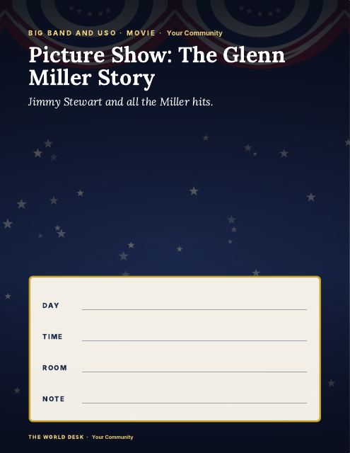 Preview of the first page: Picture Show: The Glenn Miller Story · fillable poster, letter size