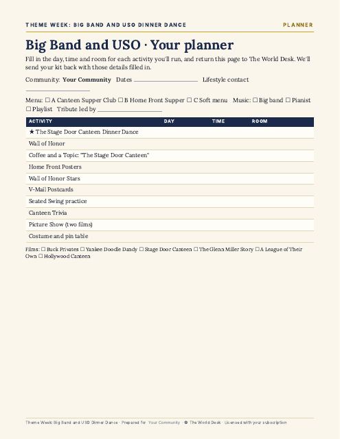 Preview of the first page: Planner (calendar)