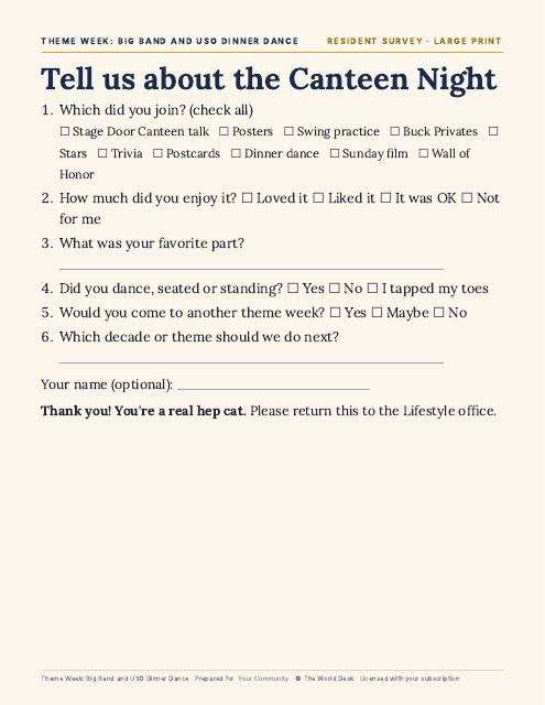 Preview of the first page: Resident Survey