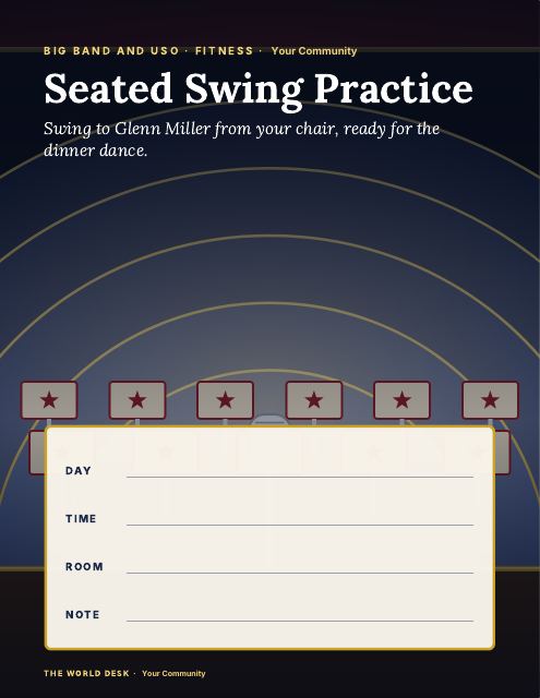 Preview of the first page: Seated Swing Practice · fillable poster, letter size