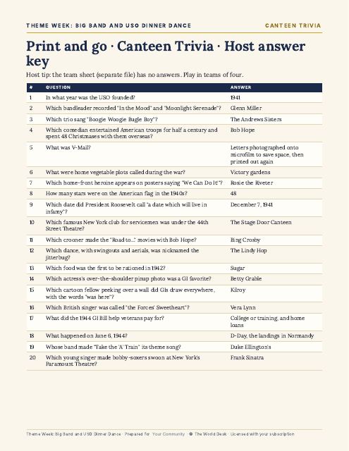 Preview of the first page: Trivia answer key
