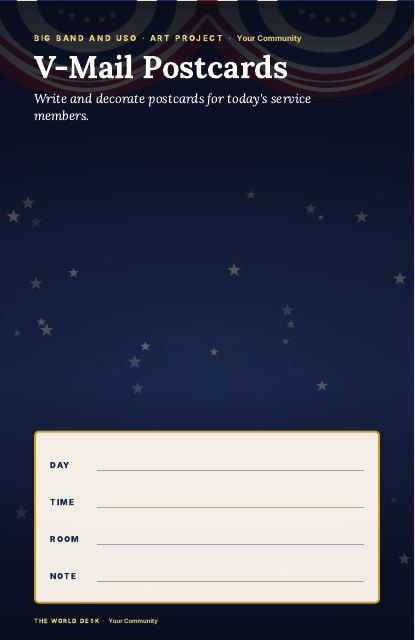 Preview of the first page: V-Mail Postcards · fillable poster, 11 × 17