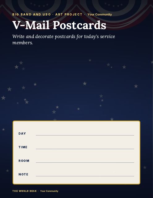 Preview of the first page: V-Mail Postcards · fillable poster, letter size