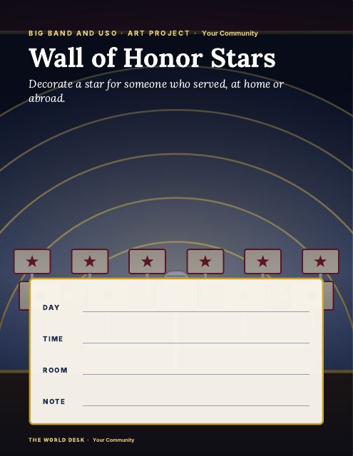 Preview of the first page: Wall of Honor Stars · fillable poster, letter size