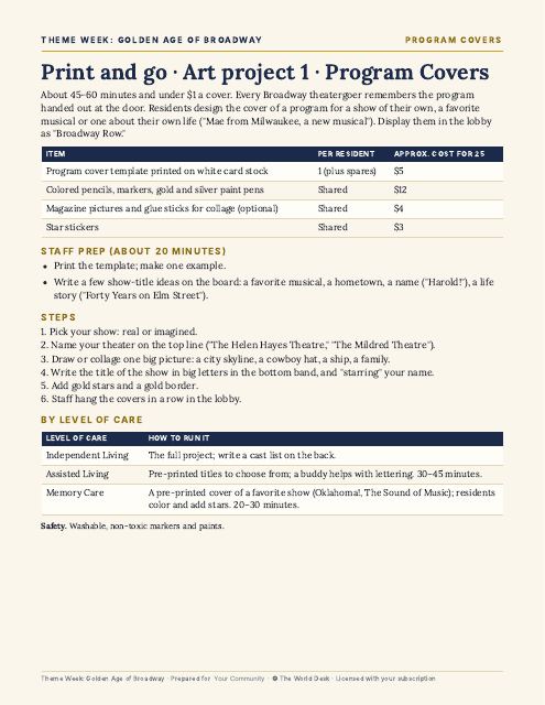 Preview of the first page: Art project 1: Program Covers