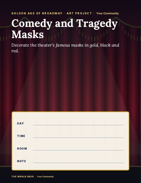 Preview of the first page: Comedy and Tragedy Masks · fillable poster, letter size