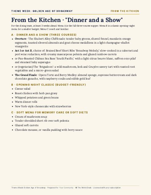 Preview of the first page: Menu and Drinks for Dining