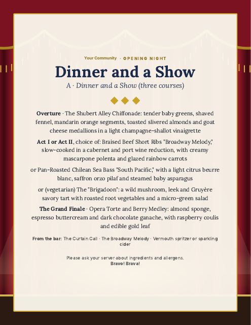 Preview of the first page: Menu Cards