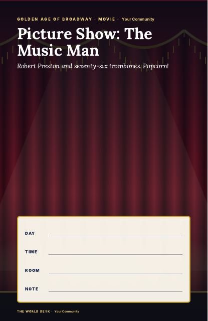 Preview of the first page: Picture Show: The Music Man · fillable poster, 11 × 17