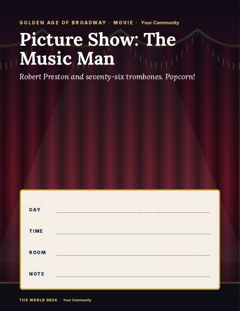 Preview of the first page: Picture Show: The Music Man · fillable poster, letter size
