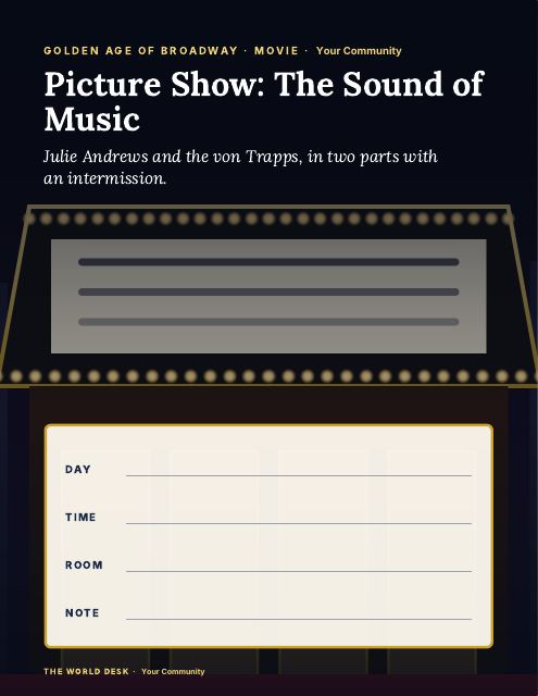 Preview of the first page: Picture Show: The Sound of Music · fillable poster, letter size