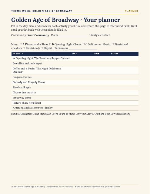 Preview of the first page: Planner (calendar)