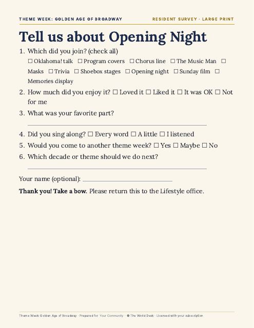 Preview of the first page: Resident Survey