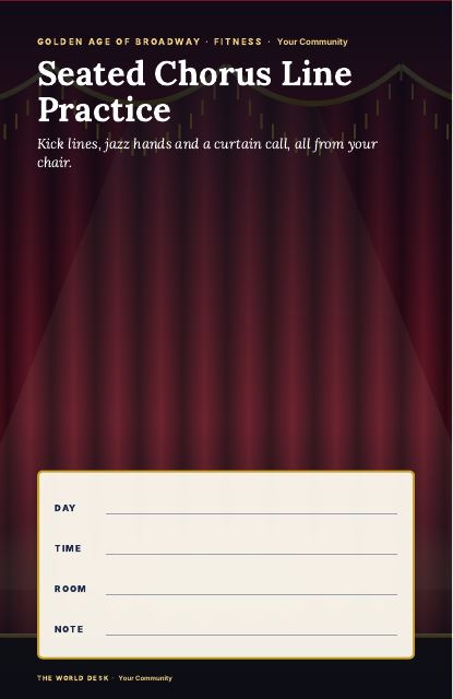 Preview of the first page: Seated Chorus Line Practice · fillable poster, 11 × 17