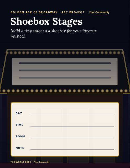 Preview of the first page: Shoebox Stages · fillable poster, letter size