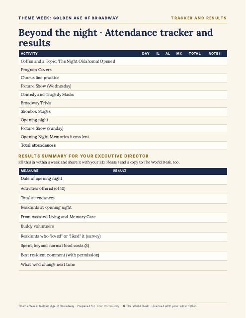 Preview of the first page: Tracker and Results