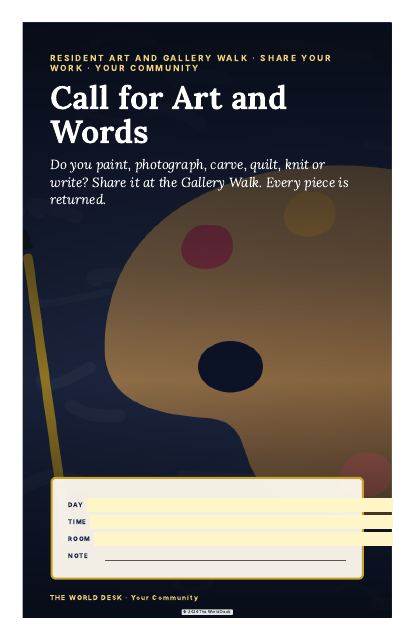 Preview of the first page: Call for Art and Words · poster, 11 × 17