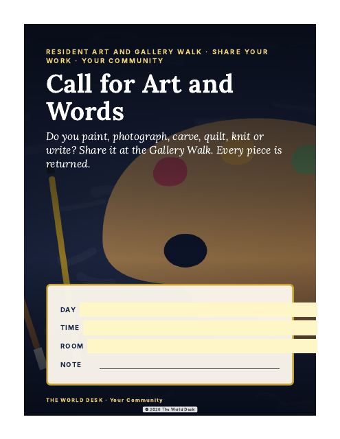 Preview of the first page: Call for Art and Words · poster, letter size