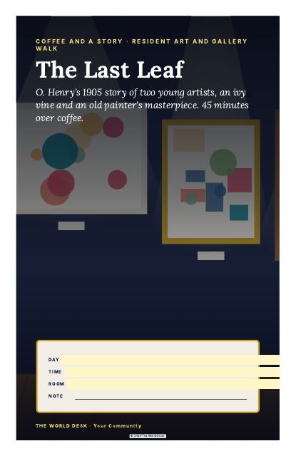 Preview of the first page: Coffee and a Story: The Last Leaf · Poster, 11 × 17