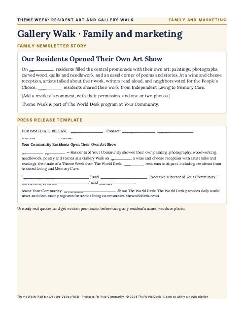 Preview of the first page: Family Newsletter and Press Release