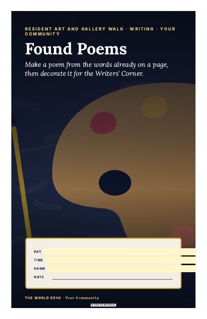 Preview of the first page: Found Poems · poster, 11 × 17