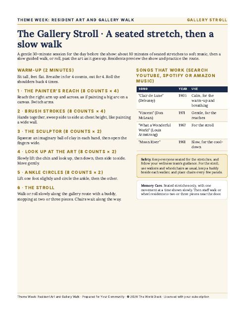 Preview of the first page: Gallery Stroll Seated Stretch