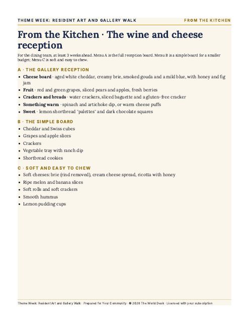 Preview of the first page: Menu and Drinks for Dining