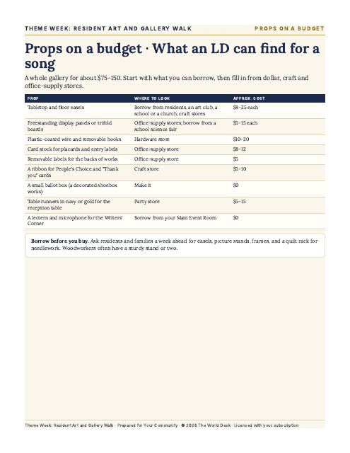 Preview of the first page: Props on a Budget