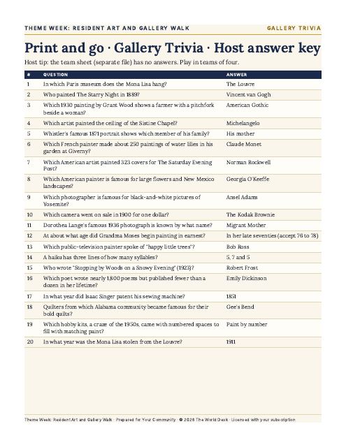 Preview of the first page: Trivia answer key