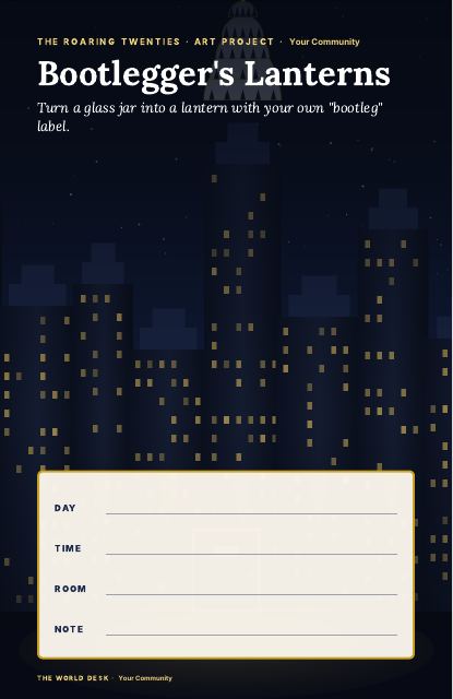 Preview of the first page: Bootlegger's Lanterns · fillable poster, 11 × 17