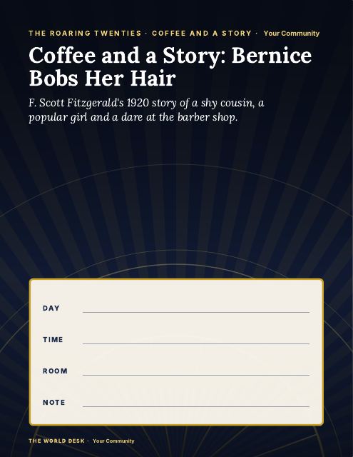 Preview of the first page: Coffee and a Story: Bernice Bobs Her Hair · fillable poster, letter size