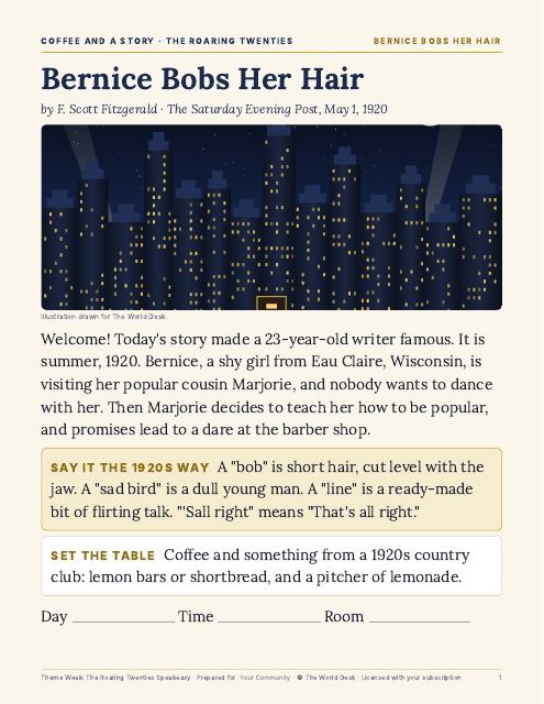 Preview of the first page: Coffee and a Story: Bernice Bobs Her Hair · Reader set