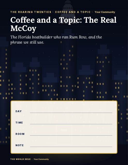 Preview of the first page: Coffee and a Topic: The Real McCoy · fillable poster, letter size