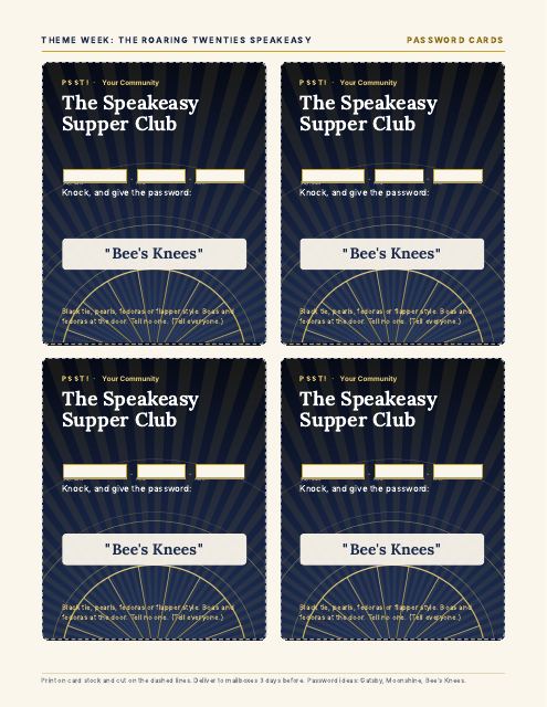 Preview of the first page: Password and Dance Cards